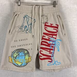 Shoe Palace x Scarface Shorts Mens S Beige Pull On Drawstring Gym Workout
